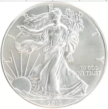 Монета доллар Америки 2013 года Серебро Шагающая свобода