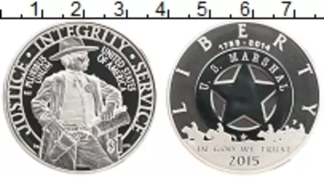 Монета доллар Америки 2015 года Серебро P