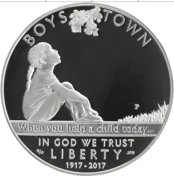 Монета доллар Америки 2017 года Серебро `100 лет организации ``Boys Town``