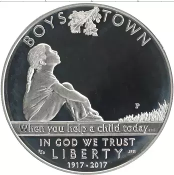 Монета доллар Америки 2017 года Серебро `100 лет организации ``Boys Town``