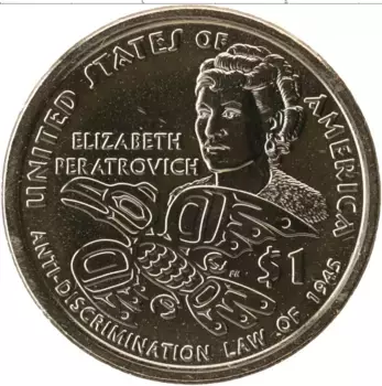 Монета доллар Америки 2020 года Латунь D, Анти-дискриминационный закон 1945 года Элизабет Ператрович