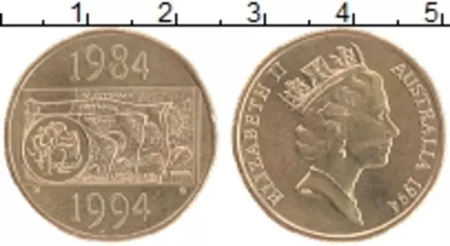 Монета доллар Австралии 1994 года Латунь M