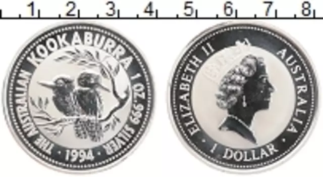 Монета доллар Австралии 1994 года Серебро Кукабура
