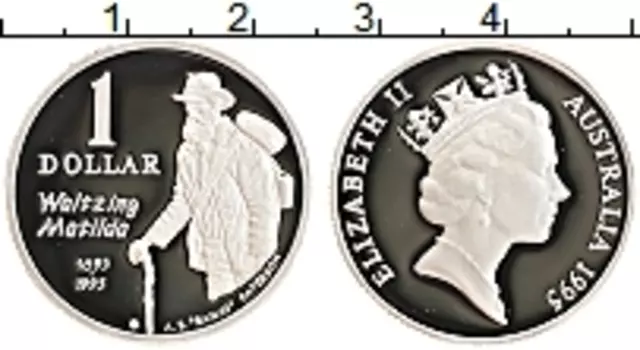 Монета доллар Австралии 1995 года Серебро Поэт Эндрю Бартон Патерсон