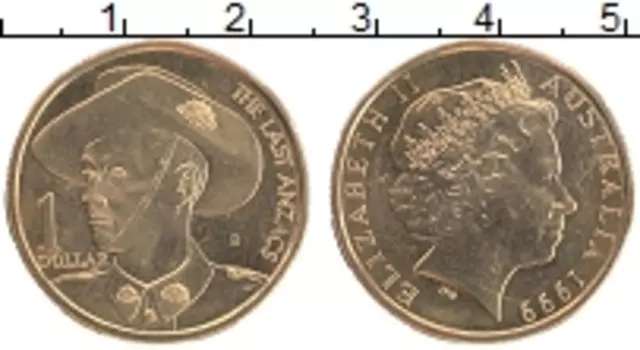 Монета доллар Австралии 1999 года Латунь B