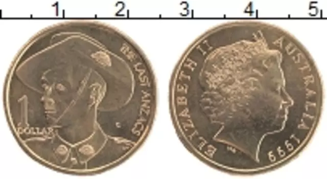 Монета доллар Австралии 1999 года Латунь C