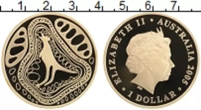 Монета доллар Австралии 2005 года Латунь Кенгуру