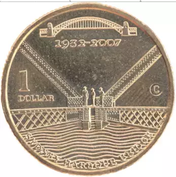 Монета доллар Австралии 2007 года Латунь C