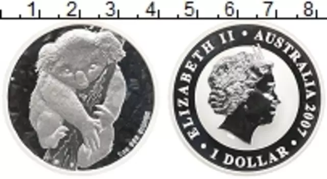 Монета доллар Австралии 2007 года Серебро Елизавета II