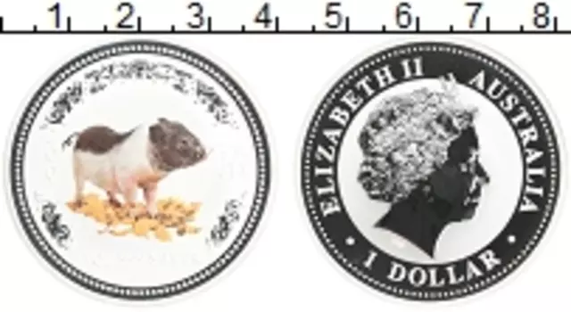 Монета доллар Австралии 2007 года Серебро Елизавета II Год свиньи
