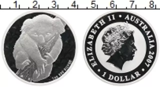 Монета доллар Австралии 2007 года Серебро Коала