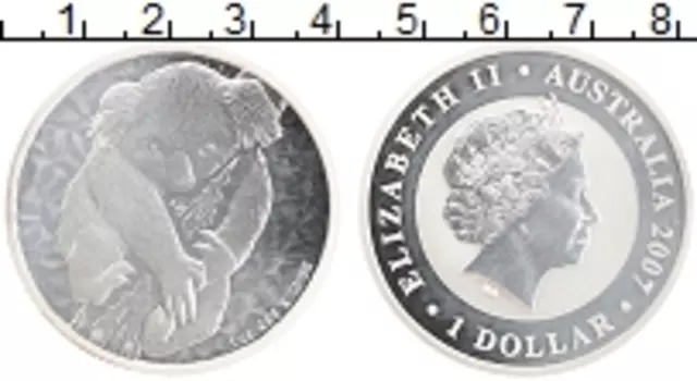 Монета доллар Австралии 2007 года Серебро Коала