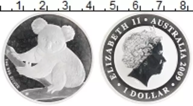 Монета доллар Австралии 2009 года Серебро Елизавета II