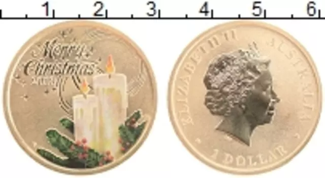 Монета доллар Австралии 2013 года Латунь Цветная