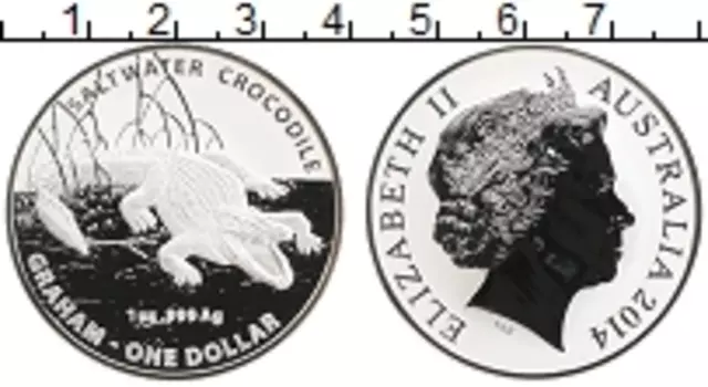 Монета доллар Австралии 2014 года Серебро Елизавета II