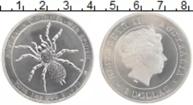 Монета доллар Австралии 2015 года Серебро Cиднейский лейкопаутинный паук