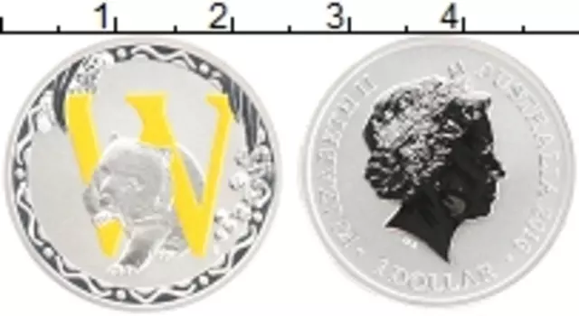 Монета доллар Австралии 2016 года Серебро Алфавит