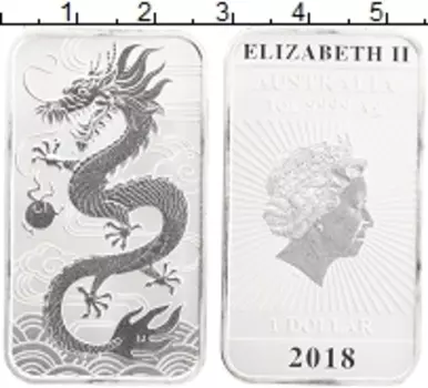 Монета доллар Австралии 2018 года Серебро Дракон