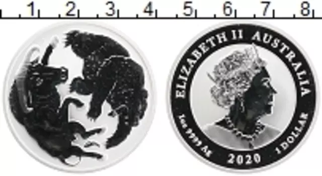 Монета доллар Австралии 2020 года Серебро Елизавета II