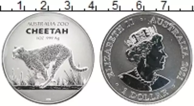 Монета доллар Австралии 2021 года Серебро Гепард