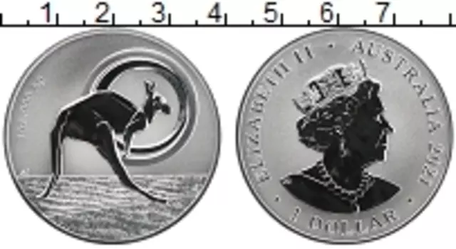 Монета доллар Австралии 2021 года Серебро Кенгуру
