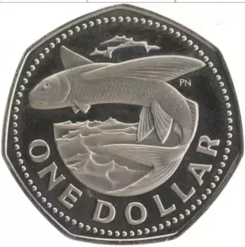 Монета доллар Барбадоса 1973 года Медно-никель