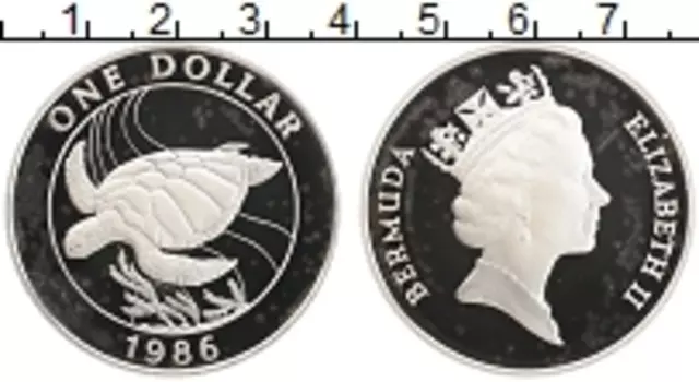 Монета доллар Бермудских островов 1986 года Серебро Охрана дикой природы