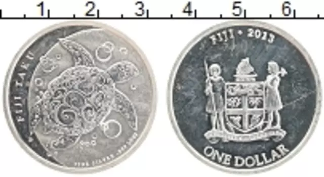 Монета доллар Фиджи 2013 года Серебро Черепаха