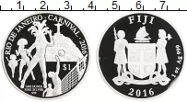 Монета доллар Фиджи 2016 года Серебро Олимпийские игры в Рио