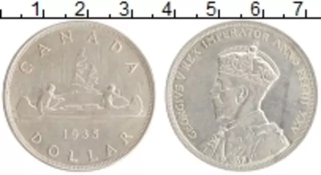 Монета доллар Канады 1935 года Серебро Георг V