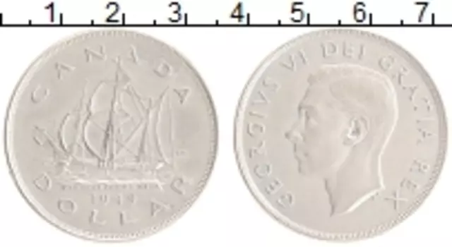 Монета доллар Канады 1949 года Серебро Георг VI