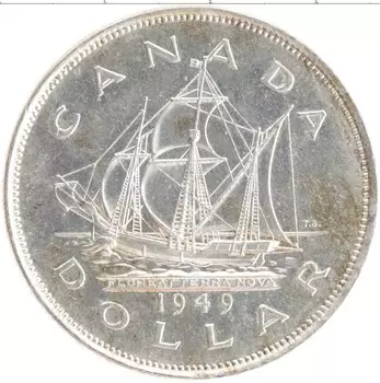 Монета доллар Канады 1949 года Серебро Георг VI