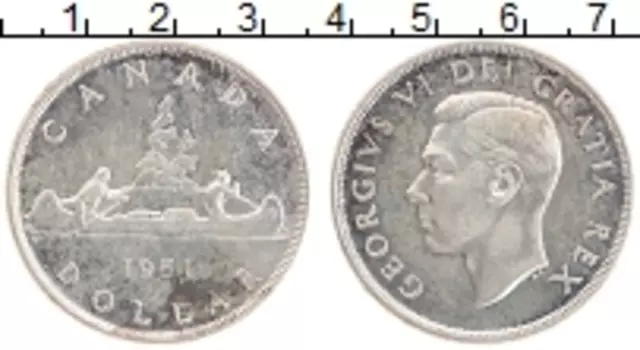 Монета доллар Канады 1951 года Серебро Георг VI