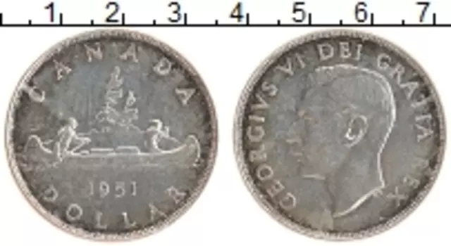 Монета доллар Канады 1951 года Серебро Георг VI