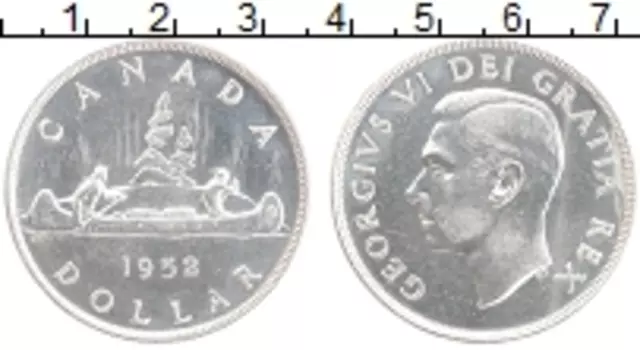 Монета доллар Канады 1952 года Серебро Георг VI