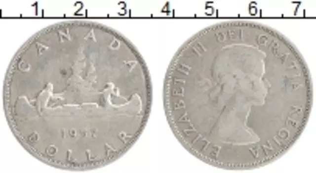 Монета доллар Канады 1957 года Серебро Елизавета II