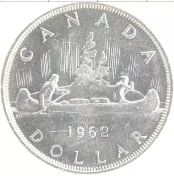 Монета доллар Канады 1962 года Серебро Елизавета II