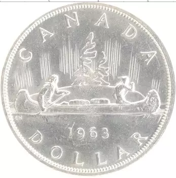 Монета доллар Канады 1963 года Серебро Елизавета II