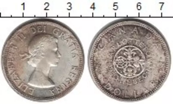 Монета доллар Канады 1964 года Серебро Елизавета II