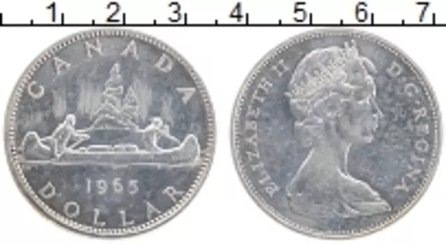 Монета доллар Канады 1965 года Серебро Елизавета II
