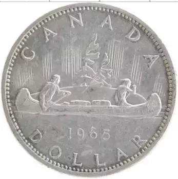 Монета доллар Канады 1965 года Серебро Елизавета II