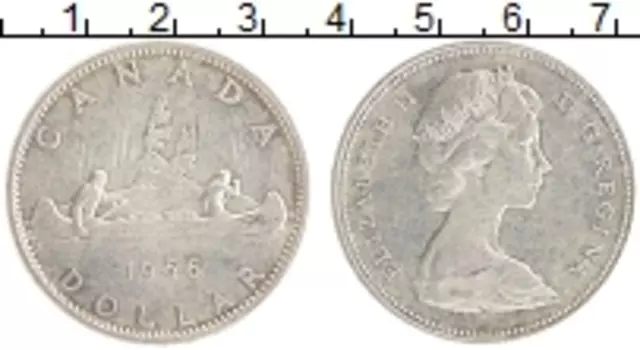 Монета доллар Канады 1966 года Серебро Елизавета II