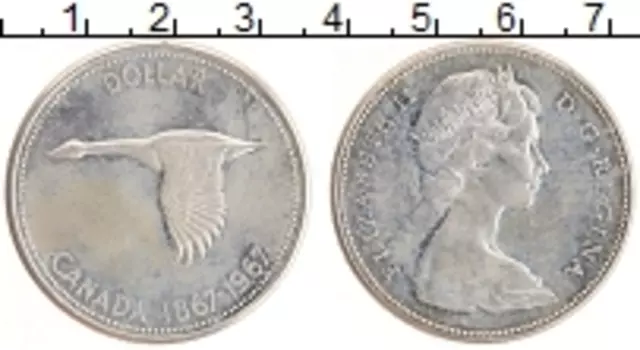 Монета доллар Канады 1967 года Серебро 100-летие Конфедерации