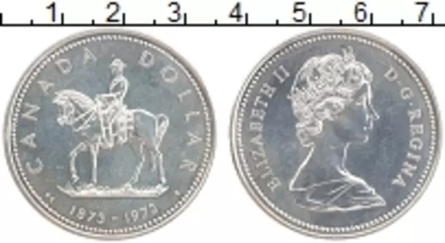 Монета доллар Канады 1973 года Серебро 100 лет конной полиции