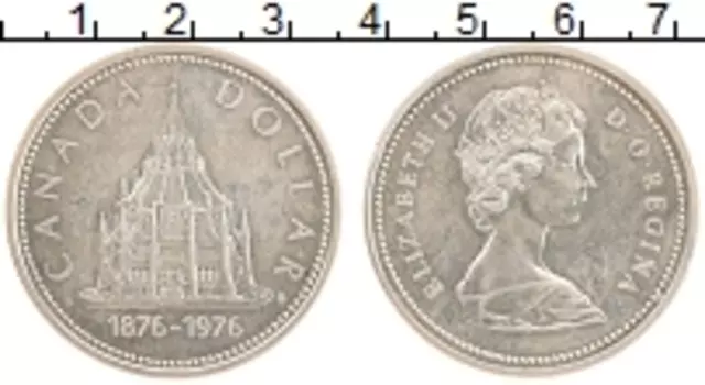 Монета доллар Канады 1976 года Серебро Елизавета II