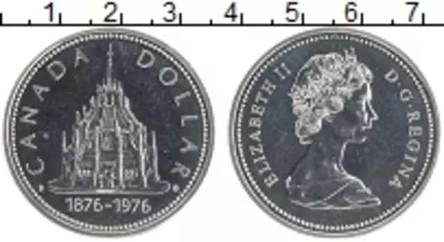 Монета доллар Канады 1976 года Серебро Елизавета II