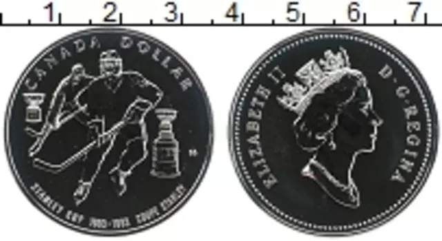Монета доллар Канады 1993 года Серебро Хоккей