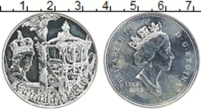 Монета доллар Канады 2002 года Серебро 50 лет правления королевы Елизаветы II