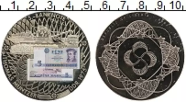 Монета доллар Либерии 2002 года Медно-никель Банкнота ГДР 5 марок