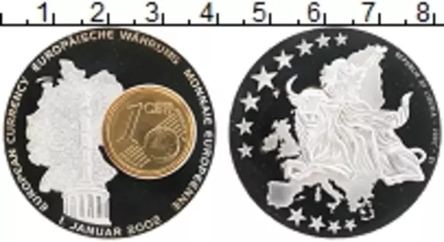 Монета доллар Либерии 2002 года Посеребрение Евро монеты